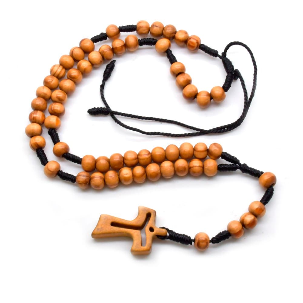 Hand-Braided Cross Car Rosary Hanger with rosary beads and cross