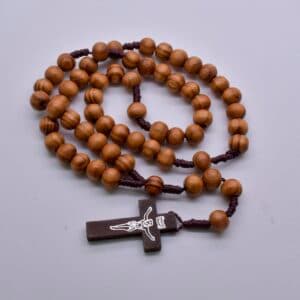 Light Brown Cross Car Rosary Hanger – Braided Devotional Accent, Car Rosary Hangers product image 4