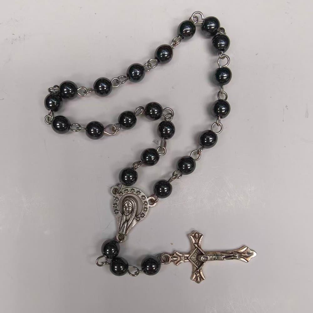Black Beaded Car Rosary Hanger for car or door decoration
