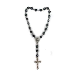 Black Beaded Car Rosary Hanger – Cross-Inspired Hanging Decor, Car Rosary Hangers product image 2