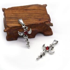 Angel Heart Cross Necklace with cross, angel, and heart pendant motifs