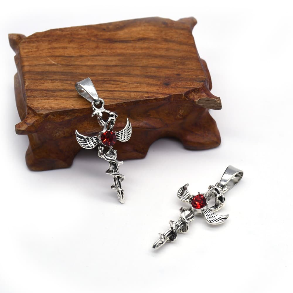 Angel Heart Cross Necklace with cross, angel, and heart pendant motifs
