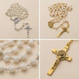 Boxed Crucifix Rosary Gift Set in Silver or Gold Tone, Religious Gift Sets product image 2