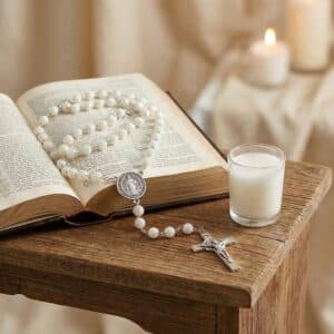 Boxed Crucifix Rosary Gift Set in Silver or Gold Tone, Religious Gift Sets product image 3