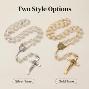 Boxed Crucifix Rosary Gift Set in Silver or Gold Tone, Religious Gift Sets product image 4