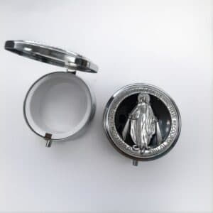 Black Madonna Rosary Necklace Gift Set in a coordinating black presentation box