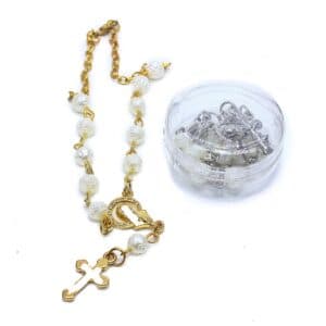 Boxed Rose Bead Rosary Necklace with Cross, Religious Gift Sets product image 2