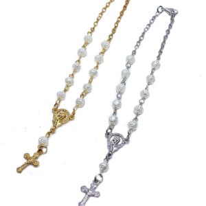 Boxed Rose Bead Rosary Necklace with Cross, Religious Gift Sets product image 3