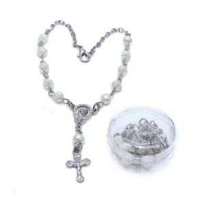 Boxed Rose Bead Rosary Necklace with Cross, Religious Gift Sets product image 5