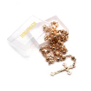 Boxed Rose Gold Rose Rosary Necklace, Religious Gift Sets product image 3