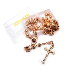 Boxed Rose Gold Rose Rosary Necklace, Religious Gift Sets product image 4