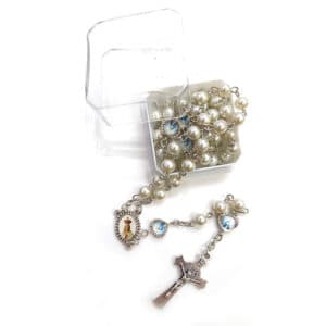 Pearl-Tone Heart Virgin Mary Rosary Necklace Gift Set, Religious Gift Sets product image 3