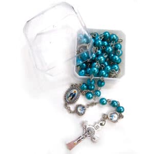 Pearl-Tone Heart Virgin Mary Rosary Necklace Gift Set, Religious Gift Sets product image 4