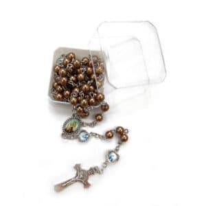 Pearl-Tone Heart Virgin Mary Rosary Necklace Gift Set, Religious Gift Sets product image 5