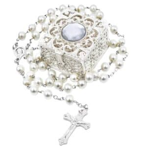 Vintage Boxed Long Rosary Necklace Gift Set, Religious Gift Sets product image 2