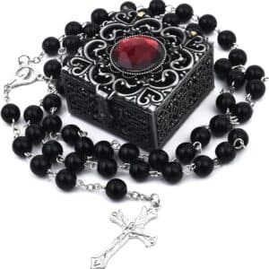 Vintage Boxed Long Rosary Necklace Gift Set, Religious Gift Sets product image 3