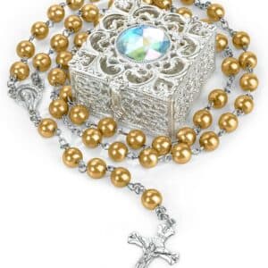 Vintage Boxed Long Rosary Necklace Gift Set, Religious Gift Sets product image 4