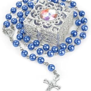 Vintage Boxed Long Rosary Necklace Gift Set, Religious Gift Sets product image 5