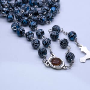 Green Hand-Strung Cross Rosary Necklace with Fresh Detail, Rosaries product image 3