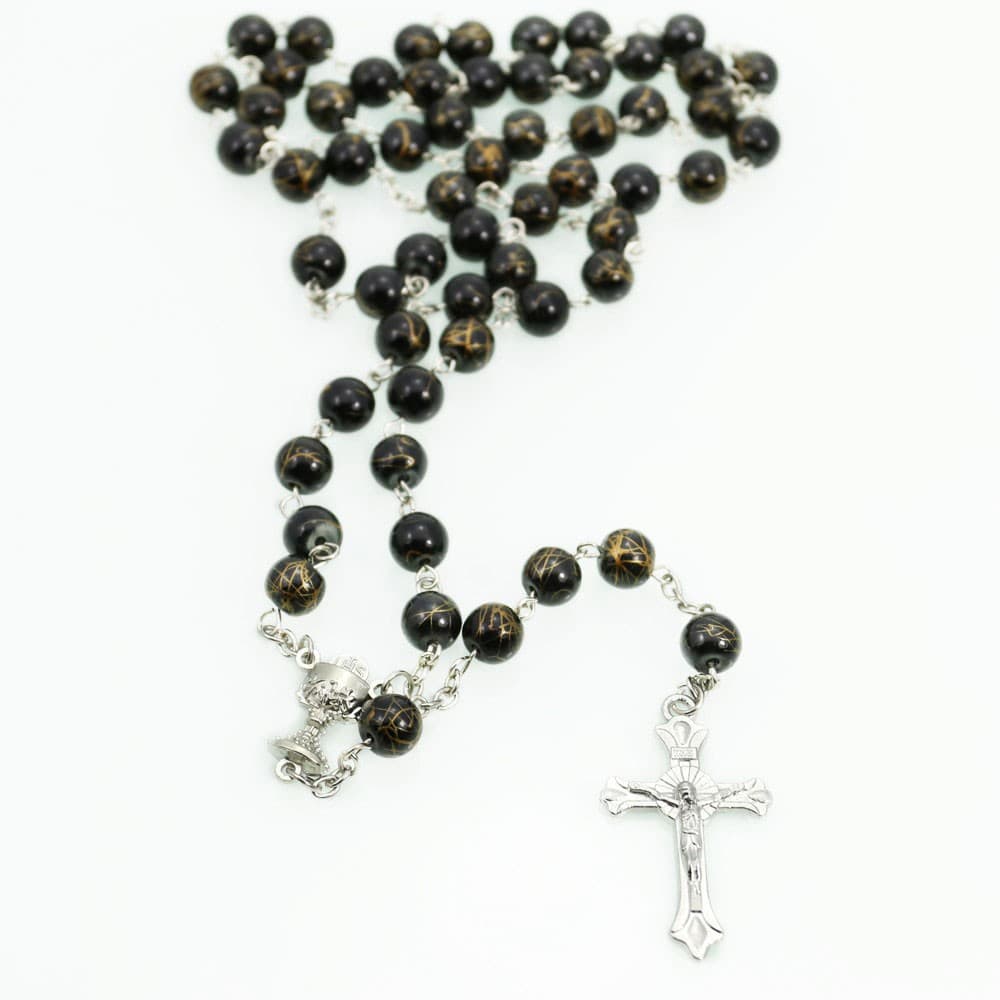Devotional Cross Rosary Necklace with bead strand and cross detail