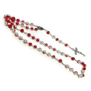 red cross rosary necklace with contrasting bead detail, Rosaries product image 2