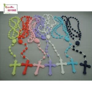 Glow Cross Rosary Necklace with luminous cross and linked beads