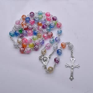 Colorful Rose Bead Cross Rosary Necklace, Rosaries product image 3
