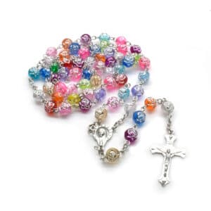Colorful Rose Bead Cross Rosary Necklace, Rosaries product image 4