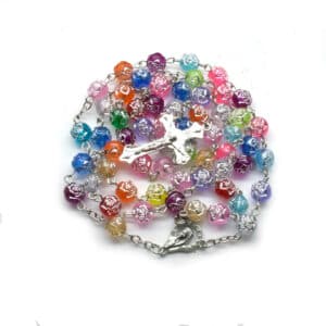 Colorful Rose Bead Cross Rosary Necklace, Rosaries product image 5