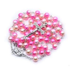 Pink 59-Bead Rosary Necklace for Prayerful Moments, Rosaries商品图片 5