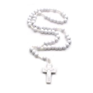 White Bead Cross Rosary Necklace for Reflection, Rosaries product image 2