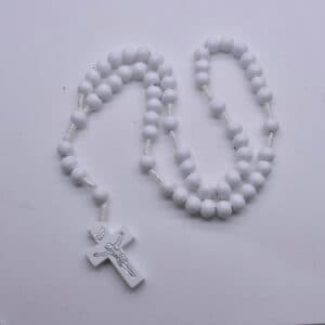 White Bead Cross Rosary Necklace for Reflection, Rosaries product image 3