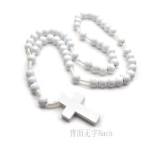 White Bead Cross Rosary Necklace for Reflection, Rosaries product image 4