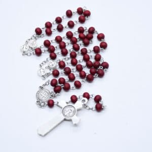 Burgundy Saint Benedict Rosary with Cross, Rosaries商品图片 2
