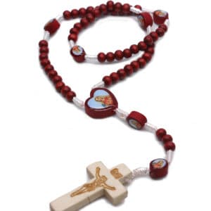 Burgundy Hand-Braided Mini Rosary with Cross, Rosaries product image 2