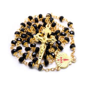 Blue Floral Santiago Cross Rosary Necklace, Rosaries product image 3