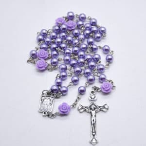 White Rose Cross Rosary for Devotional Prayer, Rosaries product image 2