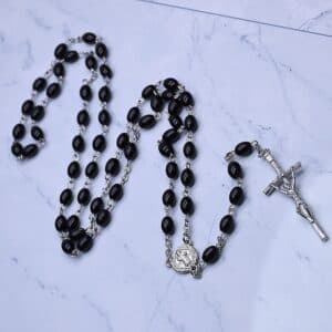 Black Cross Rosary Necklace with Beaded Detail, Rosaries product image 4