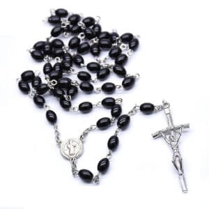 Black Cross Rosary Necklace with Beaded Detail, Rosaries product image 5