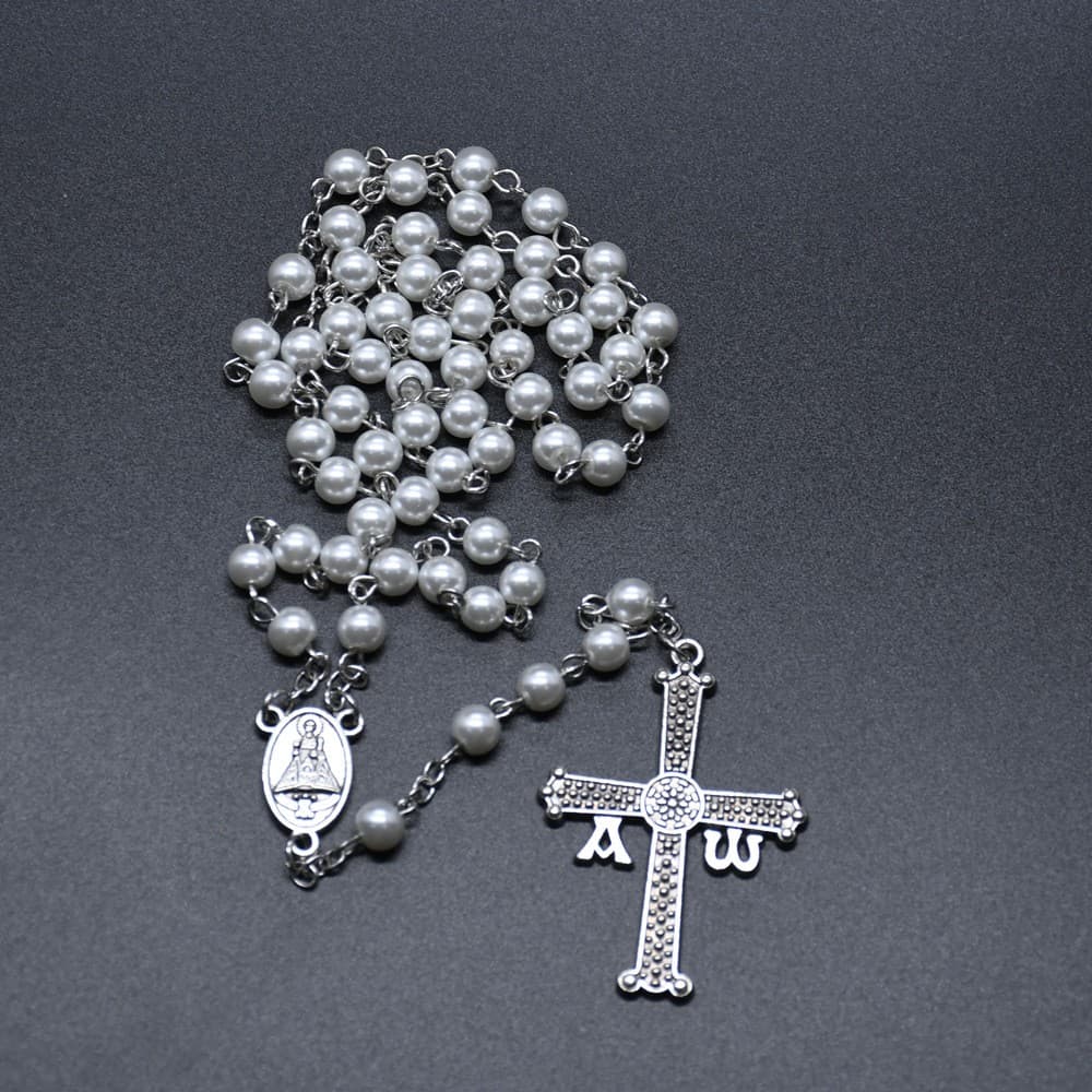 Classic Cross Rosary Necklace with a beaded arrangement and cross detail
