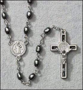 Black Rice Bead Cross Rosary, Rosaries product image 2