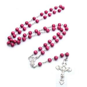 Red Bead Handcrafted Cross Rosary with vivid red beads and handcrafted cross design