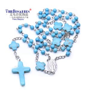 Blue Cross Rosary Necklace with Counting Beads, Rosaries product image 3