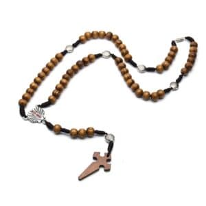 Santiago Cross Rosary Necklace with hand-braided beads and cross pendant