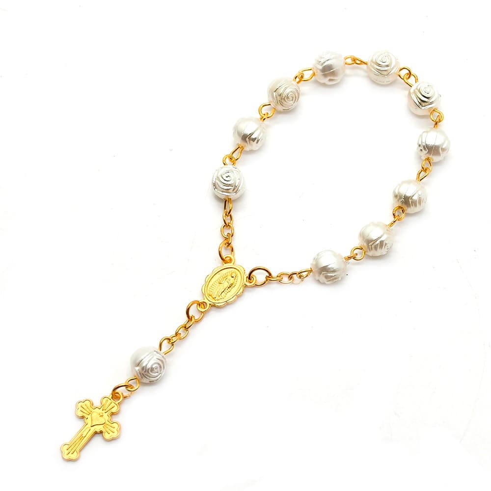 Rose Sacred Heart Baptism Rosary Bracelet for baptism gift giving