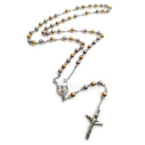 Gold and Silver Tone Rosary Necklace with Cross, Rosaries product image 2