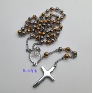 Gold and Silver Tone Rosary Necklace with Cross, Rosaries product image 4