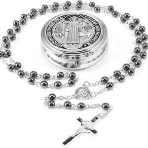 St Benedict 59-Bead Rosary with devotional crucifix and counted prayer beads