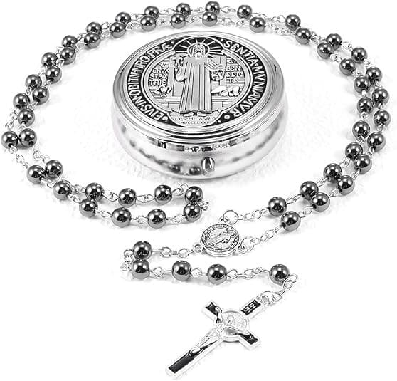 St Benedict 59-Bead Rosary with devotional crucifix and counted prayer beads