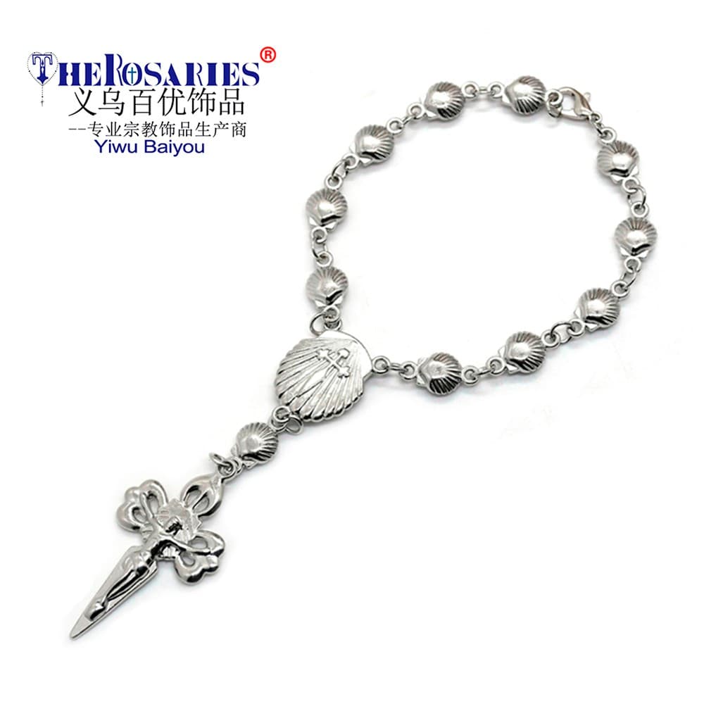 Santiago Ocean Cross Rosary Bracelet with coastal-inspired cross accent